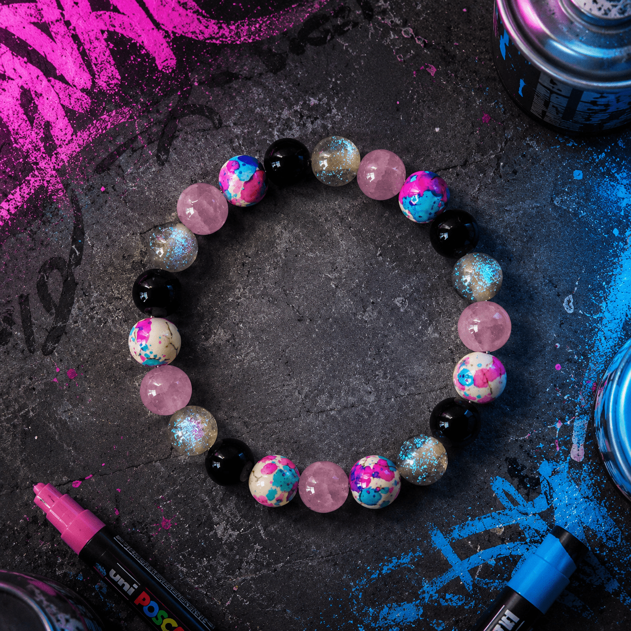 Bohemian Natural Stone Beaded Bracelet, Handmade